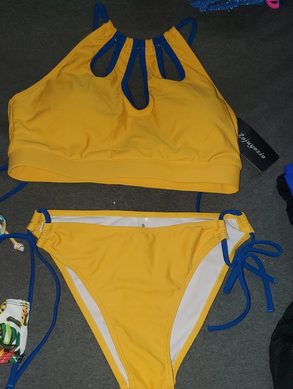 Yellow & Blue Two-Piece Swim Set Size Small